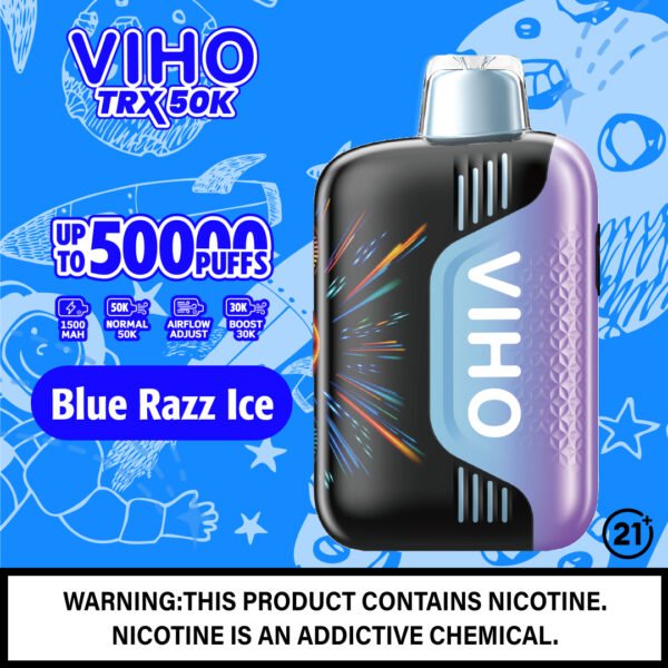 Viho TRX: 50K Puffs blue razz Flavor with Customizable Airflow