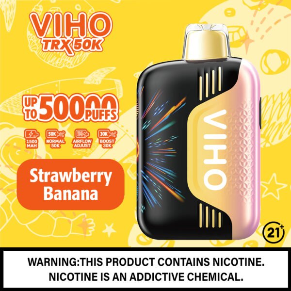 Viho TRX: 50K Puffs Strawberry Banana Flavor with Customizable Airflow