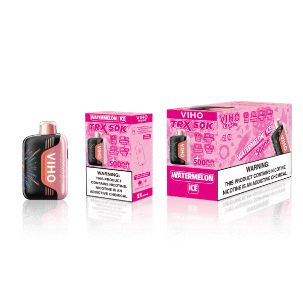 Watermelon Ice Viho TRX retail packaging and mid-pack box layout