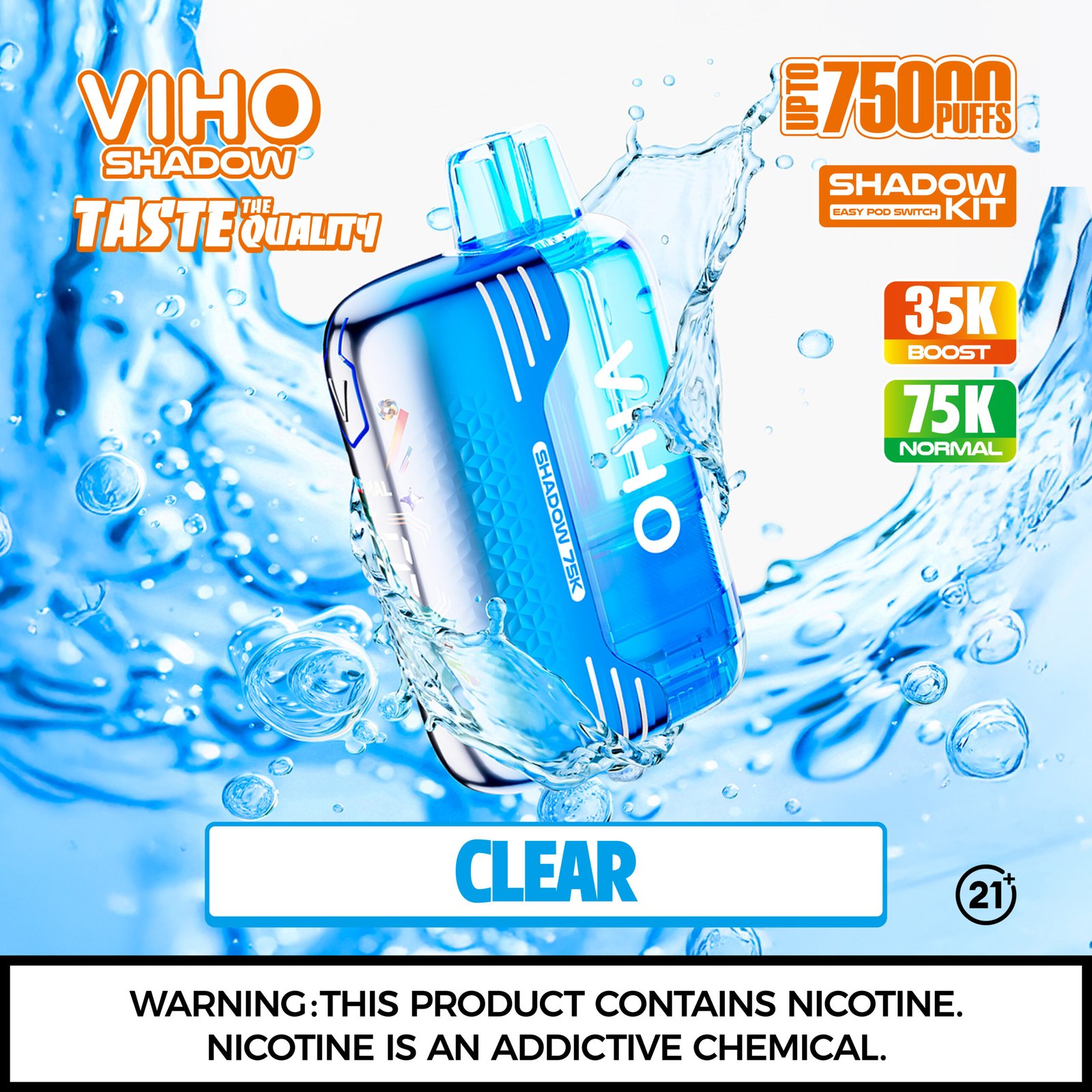 Clear VIHO Shadow 75K Disposable Vape Kit